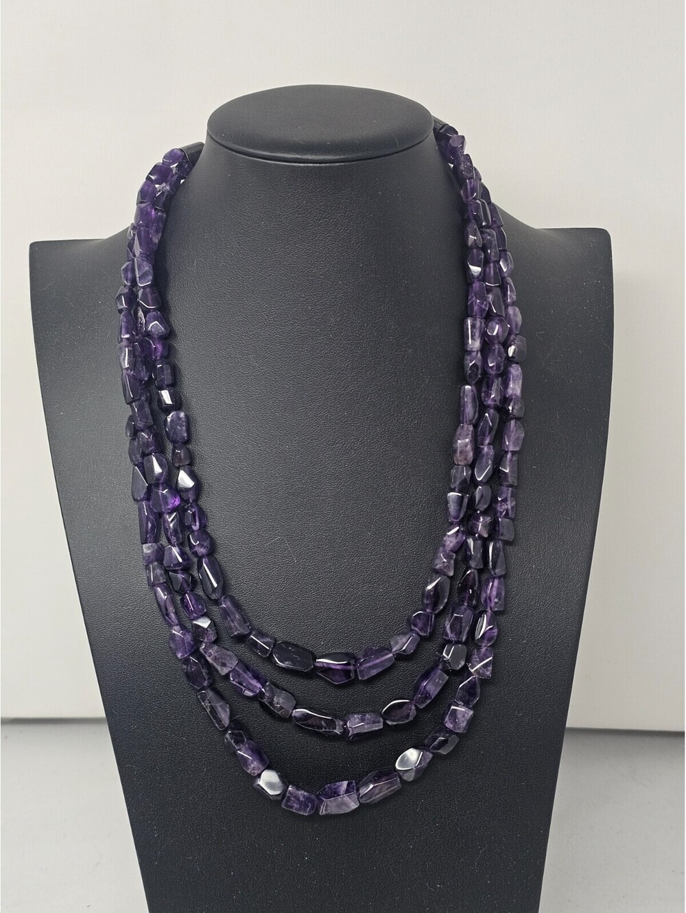 Jay King DTR 925 Silver Triple Strand Amethyst Necklace 140g
